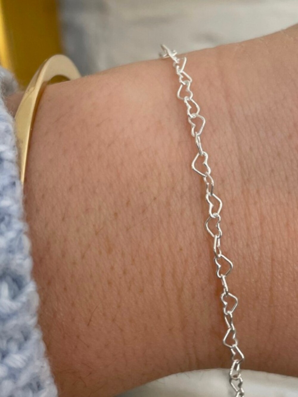 925 Delicate Silver Heart 7" Link Bracelet - Women's Jewelry P61426-05